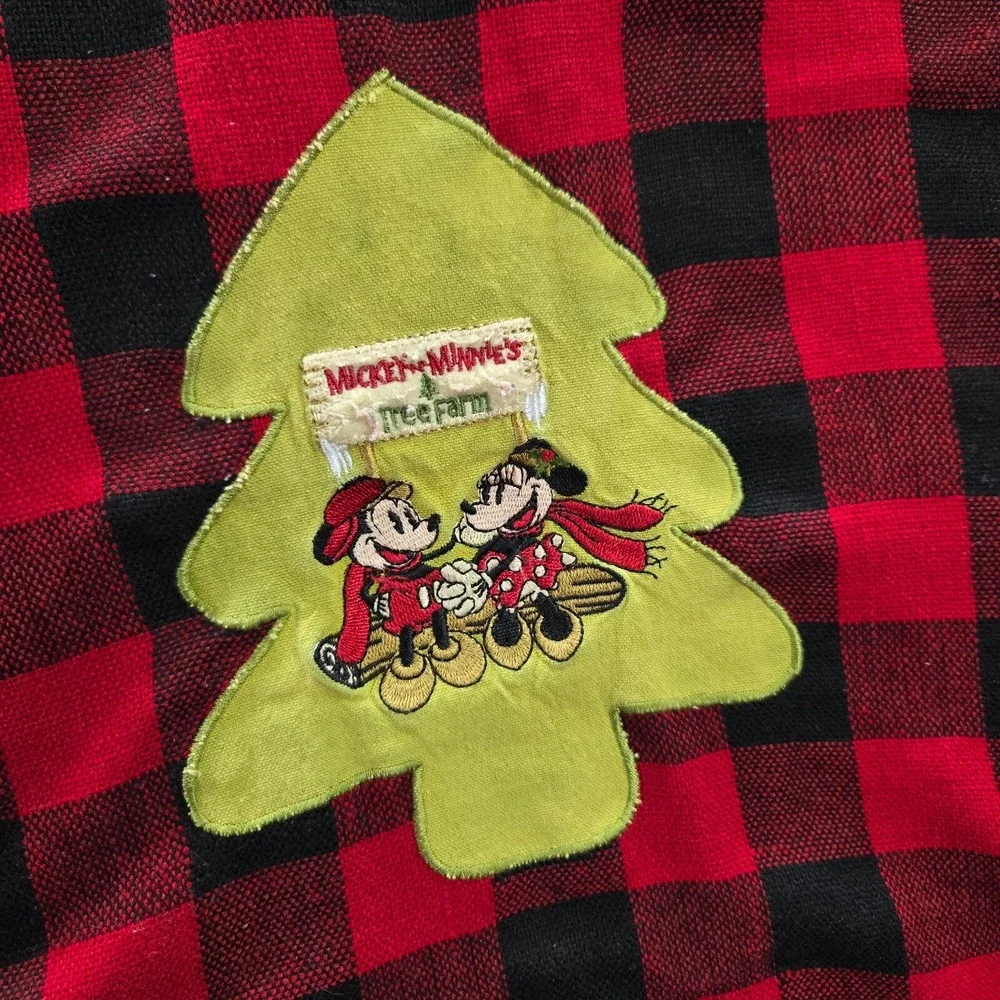 Disney Parks Apron One Size Red Check Mickey Minnie Mouse Tree Farm READ